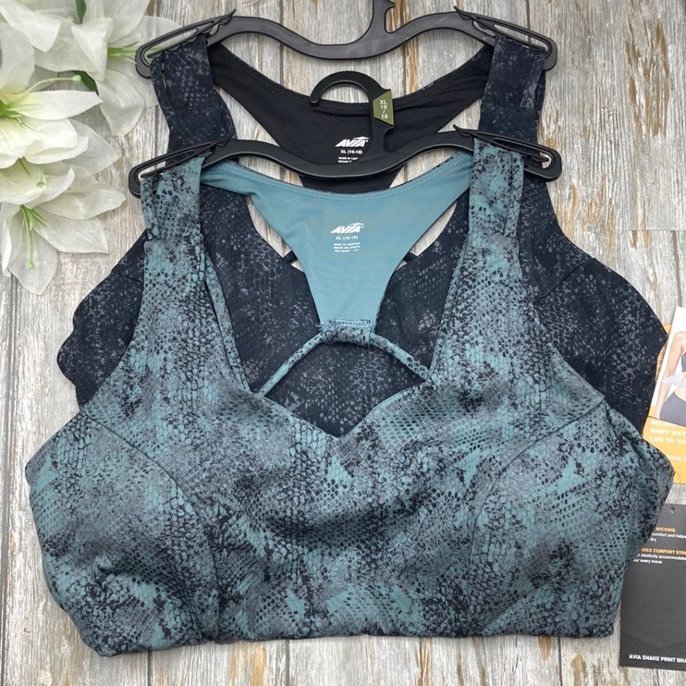 Women’s Snakeskin Print Active Sports Bra 2-Pack Size XL